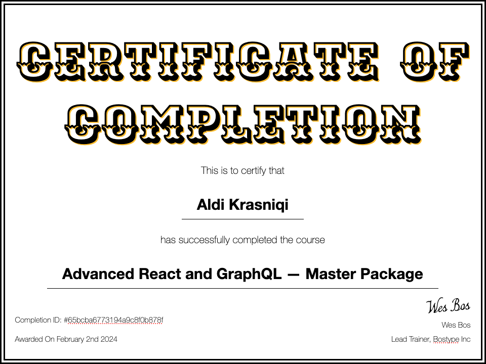 Advanced React and GraphQL